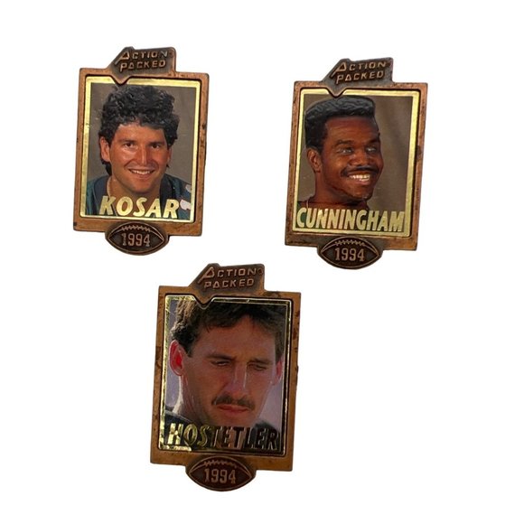 1994 Action Packed QB Club NFL Football Lapel Pins Kosar Hostetler Cunningham - Picture 1 of 6